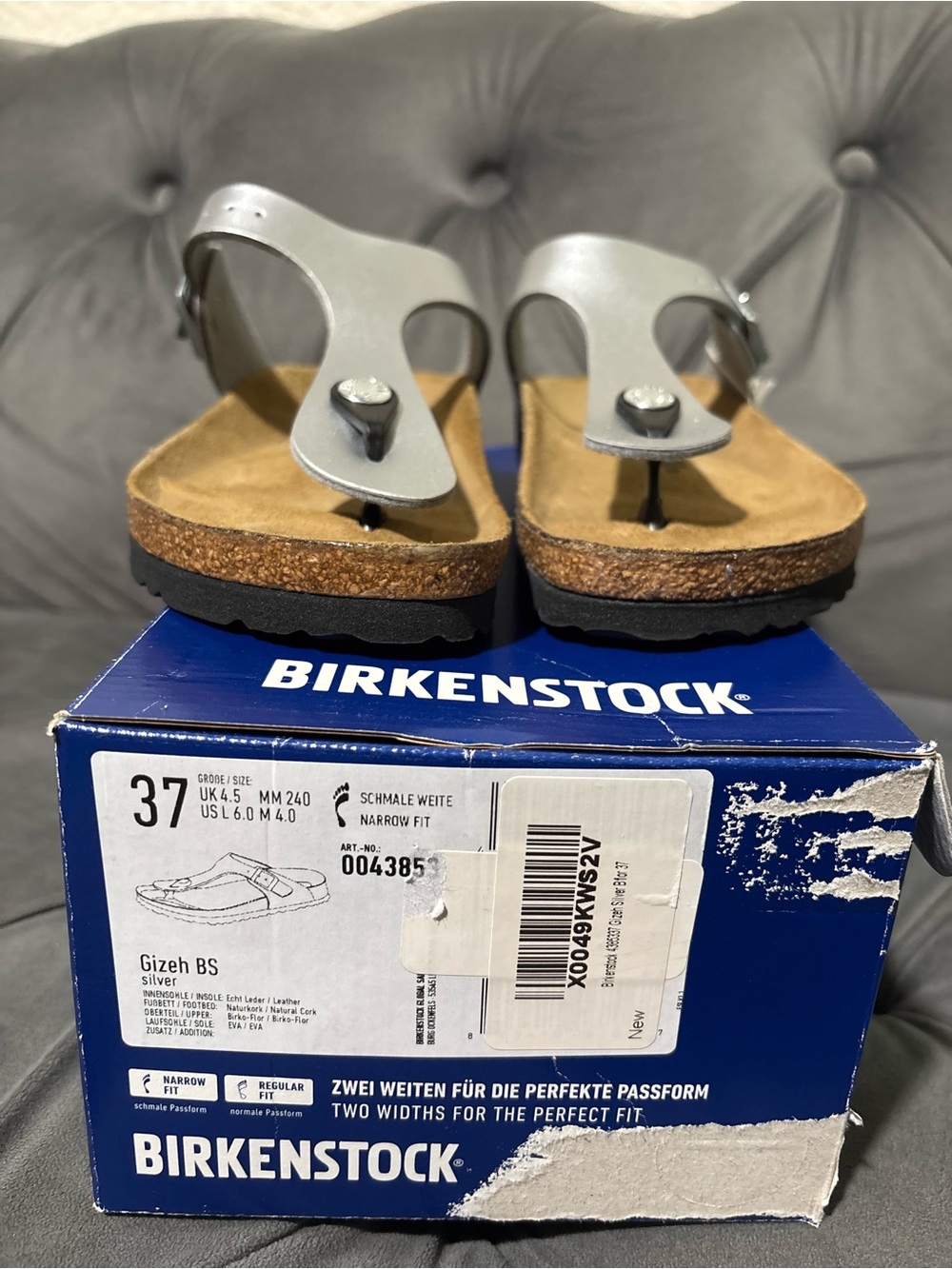 Birkenstock Gizeh Silver Thong Sandals